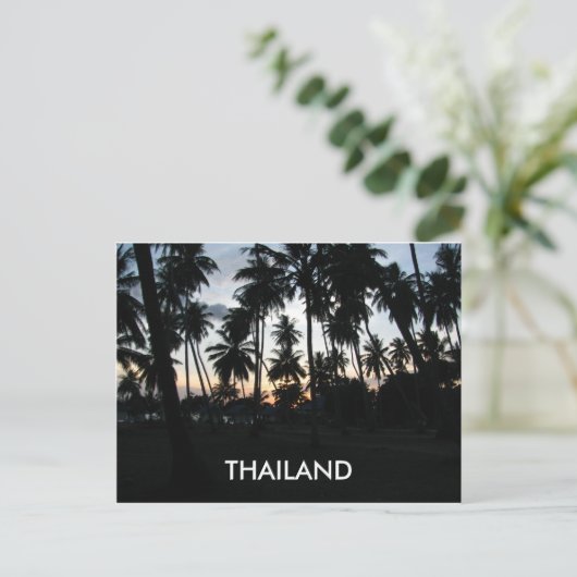 Foto van Thailand Sunset Palm Trees Briefkaart (Staand voorkant)
