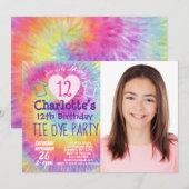 Foto van Tie Dye Birthday Party Rainbow Kaart (Voorkant / Achterkant)
