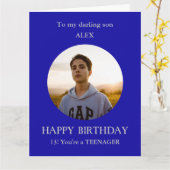 Foto van tiener BIG verjaardagskaart zoon, 13-jari Kaart (Gele Bloem)