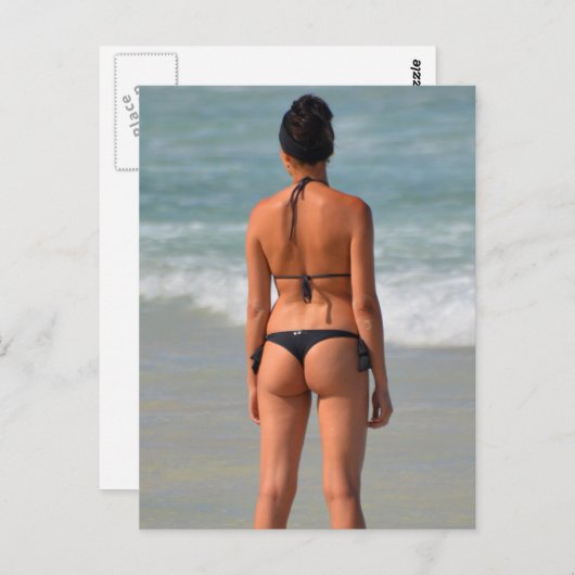 Foto van Tiny Black Bikini Briefkaart (Voorkant / Achterkant)