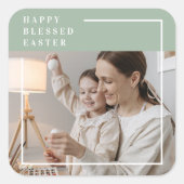 Foto van Trendy Family | Green Happy Blessed Pasen Vierkante Sticker (Voorkant)