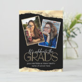Foto van Trendy Gold Joint Gradution Party Kaart (Staand voorkant)