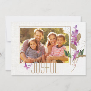 Foto van Trendy Lavender en Glitter-kerstfamilie Kaart