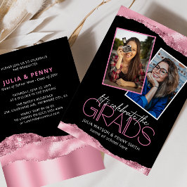 Foto van Trendy Pink Girly Joint Graduation Party Kaart