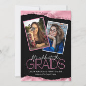 Foto van Trendy Pink Girly Joint Graduation Party Kaart (Voorkant)
