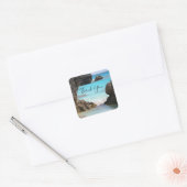 Foto van Tropical Island Coast & Zee Hartelijk dan Vierkante Sticker (Envelop)