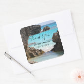 Foto van Tropical Island Coast & Zee Hartelijk dan Vierkante Sticker (Envelop)