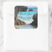 Foto van Tropical Island Coast & Zee Hartelijk dan Vierkante Sticker (Tas)