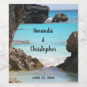 Foto van Tropical Island Coast & Zee Wedding Wijn Etiket (Enkel label)