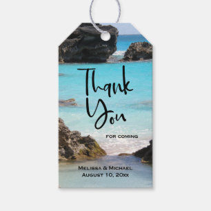 Foto van tropische eilandkust en zee-cadeaubijlage cadeaulabel