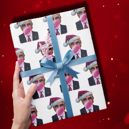 Foto van Trump | Trump blaast Bubble Gum Kerstmis Cadeaupapier