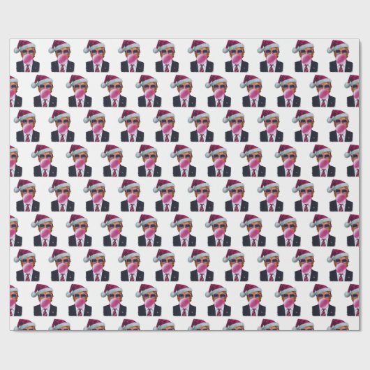 Foto van Trump | Trump blaast Bubble Gum Kerstmis Cadeaupapier (Vlak)