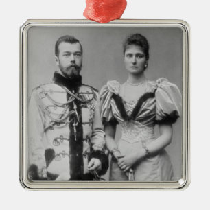 Foto van Tsar Nicholas II (1868-1918) Metalen Ornament