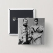 Foto van Tsar Nicholas II (1868-1918) Vierkante Button 5,1 Cm (Voorkant /achterkant)