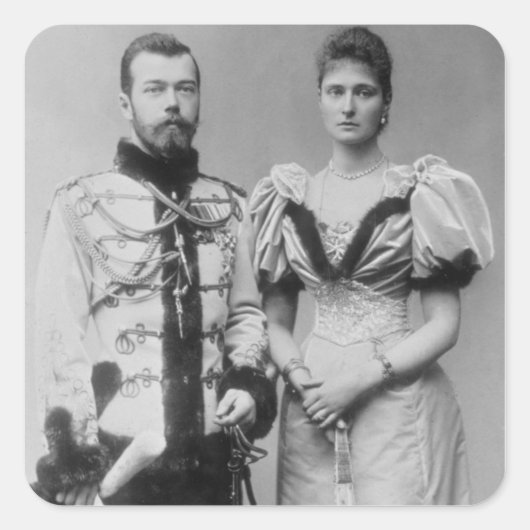 Foto van Tsar Nicholas II (1868-1918) Vierkante Sticker (Voorkant)