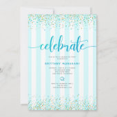 Foto van Turquoise glitter script afstuderen moder Kaart (Achterkant)