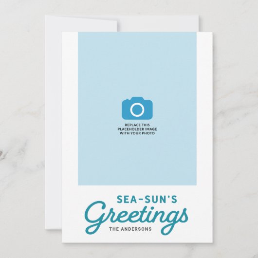 Foto van Turquoise Waves Zee-Sun Feestdagenkaart (Voorkant)