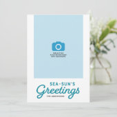 Foto van Turquoise Waves Zee-Sun Feestdagenkaart (Staand voorkant)