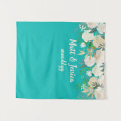 Foto van Turquoise Wedding Reception Backdrop Wandkleed (Voorkant (horizontaal))