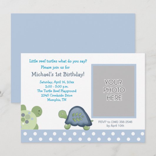 Foto van Turtle Reef Boys Birthday Tortoise Kaart (Voorkant / Achterkant)