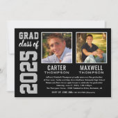 Foto van twee Graduates Black Grey Graduy Party Kaart (Voorkant)