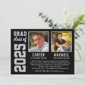 Foto van twee Graduates Black Grey Graduy Party Kaart (Staand voorkant)
