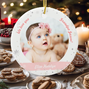 Foto van tweelingmeisjes voor opa, eerste kerst ba keramisch ornament