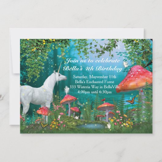 Foto van Unicorn Birthday Party Kaart (Achterkant)