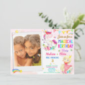 Foto van Unicorn en Princess verjaardaguitnodiging Kaart (Staand voorkant)