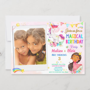 Foto van Unicorn en Princess verjaardaguitnodiging Kaart
