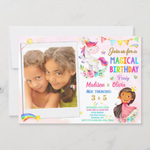 Foto van Unicorn en Princess verjaardaguitnodiging Kaart