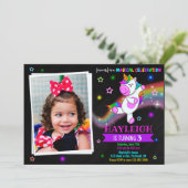 Foto van Unicorn verjaardagsdag 1e magische feestj Kaart (Staand voorkant)