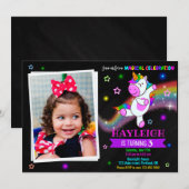 Foto van Unicorn verjaardagsdag 1e magische feestj Kaart (Voorkant / Achterkant)