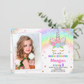 Foto van Unicorn verjaardagsuitnodiging Magische u Kaart (Staand voorkant)