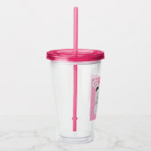 Foto van unieke witte dog monogram roze poten acryl drinkbeker (Rechts)