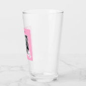 Foto van unieke witte dog monogram roze poten glas (Links)