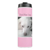 Foto van unieke witte dog monogram roze poten thermosbeker (Voorkant)