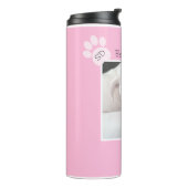 Foto van unieke witte dog monogram roze poten thermosbeker (Gedraaid links)