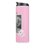 Foto van unieke witte dog monogram roze poten thermosbeker (Geroteerd rechts)