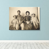  foto van Union Soldier met Familie Canvas Afdruk (Insitu (Houten vloer))