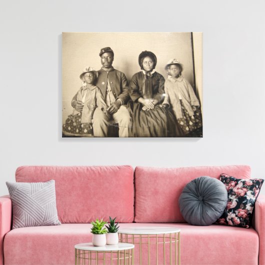  foto van Union Soldier met Familie Canvas Afdruk (Insitu (Woonkamer))