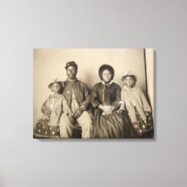 foto van Union Soldier met Familie Canvas Afdruk