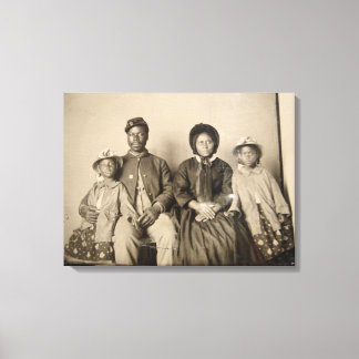 foto van Union Soldier met Familie Canvas Afdruk