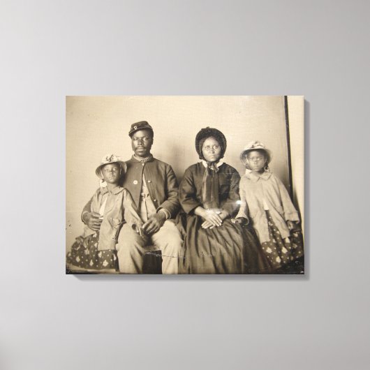  foto van Union Soldier met Familie Canvas Afdruk (Voorkant)