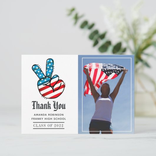 Foto van USA over Afstuderen Foto: Dank u Bedankkaart (Staand voorkant)