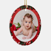 Foto van uw baby Aangepaste Rode Kerst Snoepjes Keramisch Ornament (Rechts)