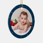 Foto van uw baby CUSTOM Christmas Duits Blauw Keramisch Ornament (Rechts)