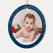Foto van uw baby CUSTOM Christmas Duits Blauw Keramisch Ornament (Links)