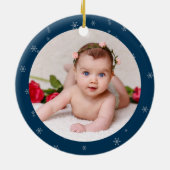 Foto van uw baby CUSTOM Christmas Duits Blauw Keramisch Ornament (Achterkant)