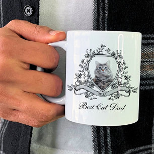Foto van uw kat in een bloemenkam   Beste Cat Dad Koffiemok